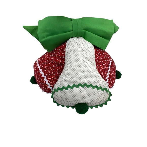Vintage Handmade Plush Cloth Christmas Bells Bow Holiday Decorations - Picture 4 of 11
